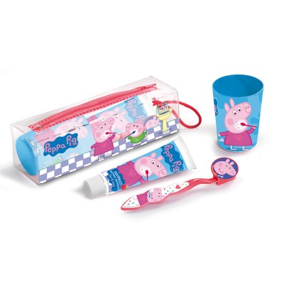 LORENAY Peppa Pig Bag SET: Oδοντόβουρτσα + Oδοντόκρεμα 50ml + Ποτηράκι L-1165