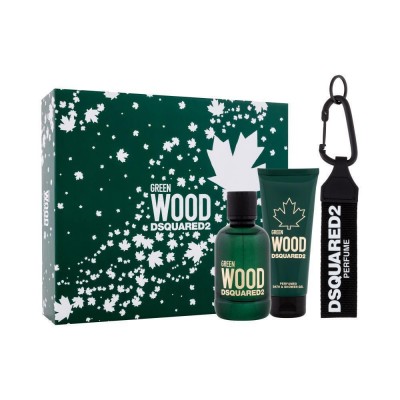 DSQUARED2 Green Wood SET: EDT 100ml + shower gel 100ml + keyring