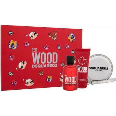 DSQUARED2 Red Wood SET: EDT 100ml + shower gel 100ml + purse 