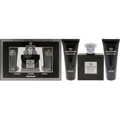 SERGIO TACCHINI Pure Black SET: EDT 100ml + aftershave balm 100ml + shower gel 100ml