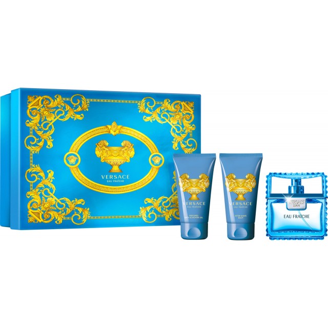 VERSACE Man Eau Fraiche SET: EDT 50ml + aftershave balm 50ml + shower gel 50ml