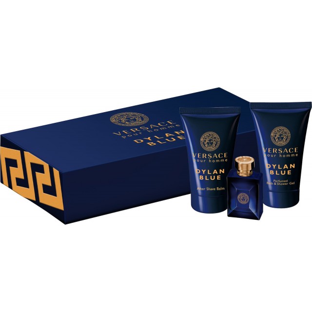 VERSACE Dylan Blue SET: EDT 5ml + aftershave balm 25ml + shower gel 25ml